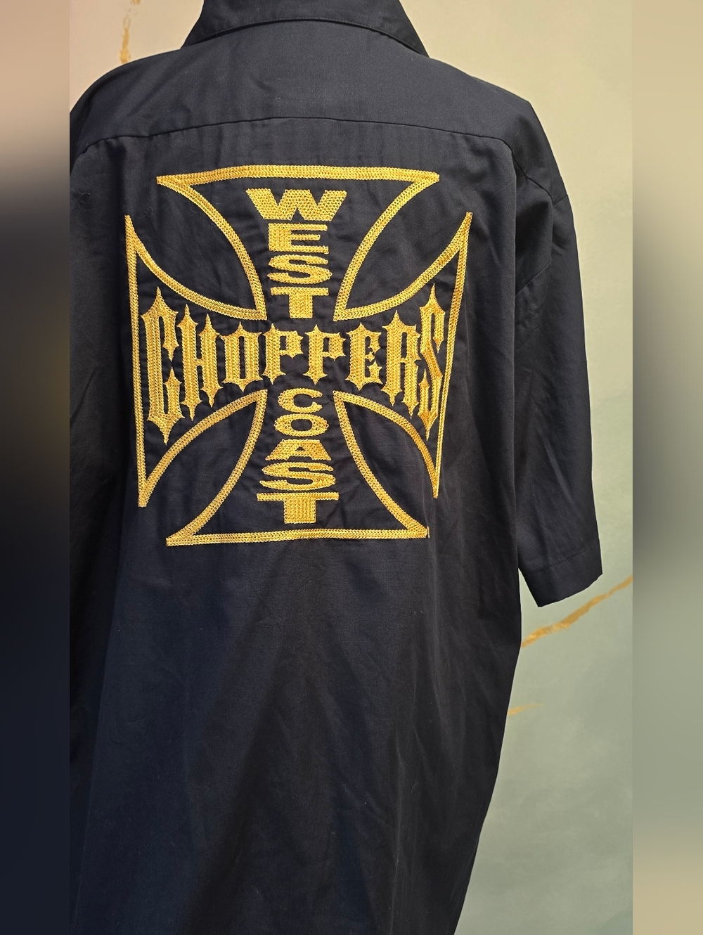 NWT Jesse James West Coast Choppers Work Shirt Button Up Short Sleeve M/C Club L